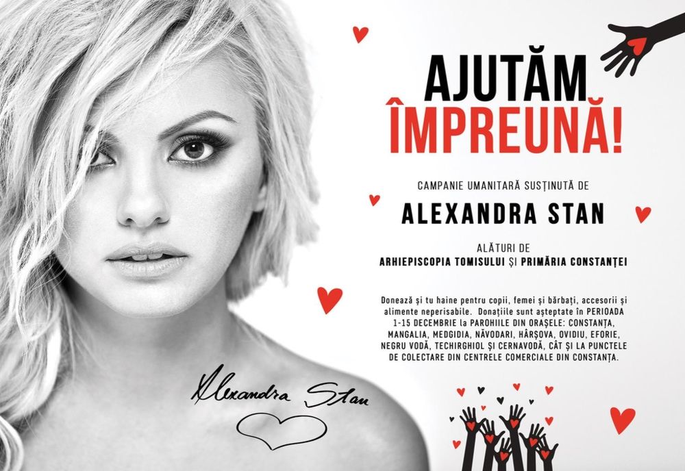 Alexandra Stan demarează campania „Ajutăm Împreună”
