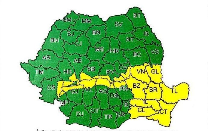 Cod galben de vânt. Recomandări ISU Constanța