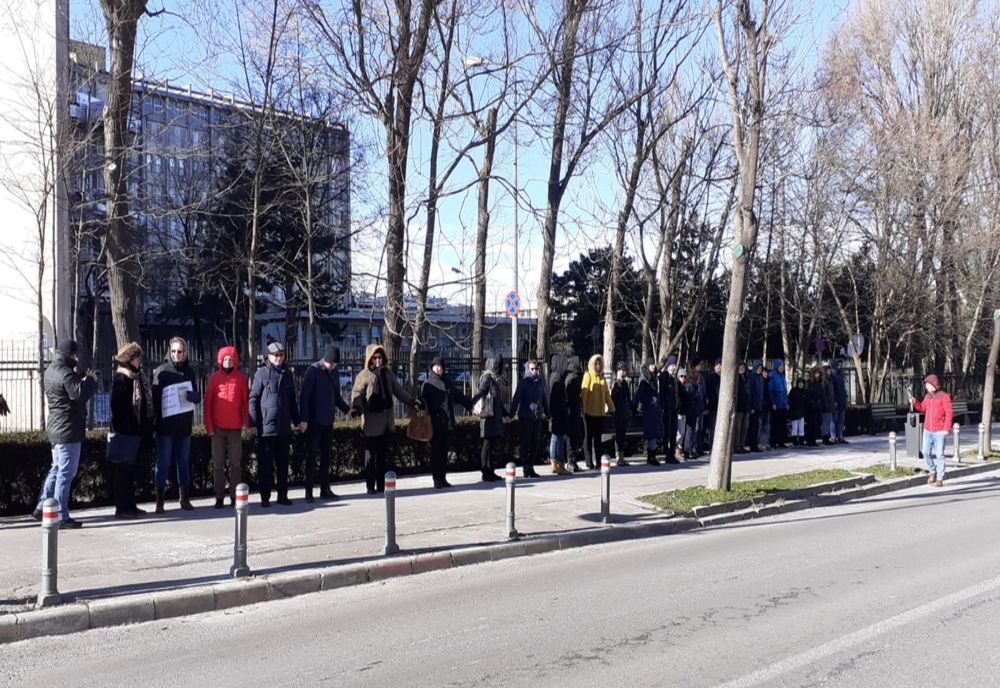 VIDEO| Lanț uman la Spitalul Județean Constanța 