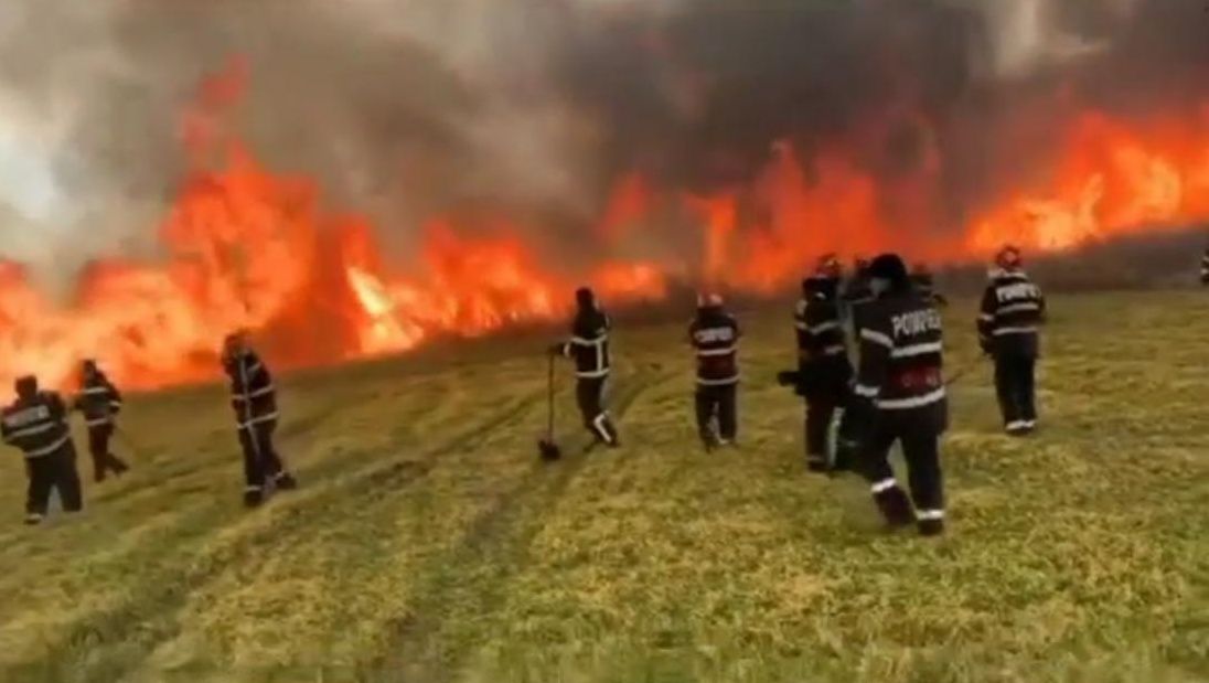 FOTO VIDEO| Incendiu de proporții la Vadu Oii. Pompieri din Constanța și Ialomița, în luptă cu flăcările