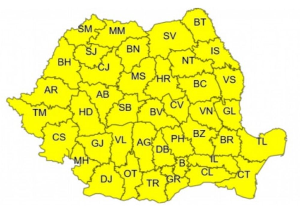 Avertizare ANM. Cod galben de vreme sevară până luni