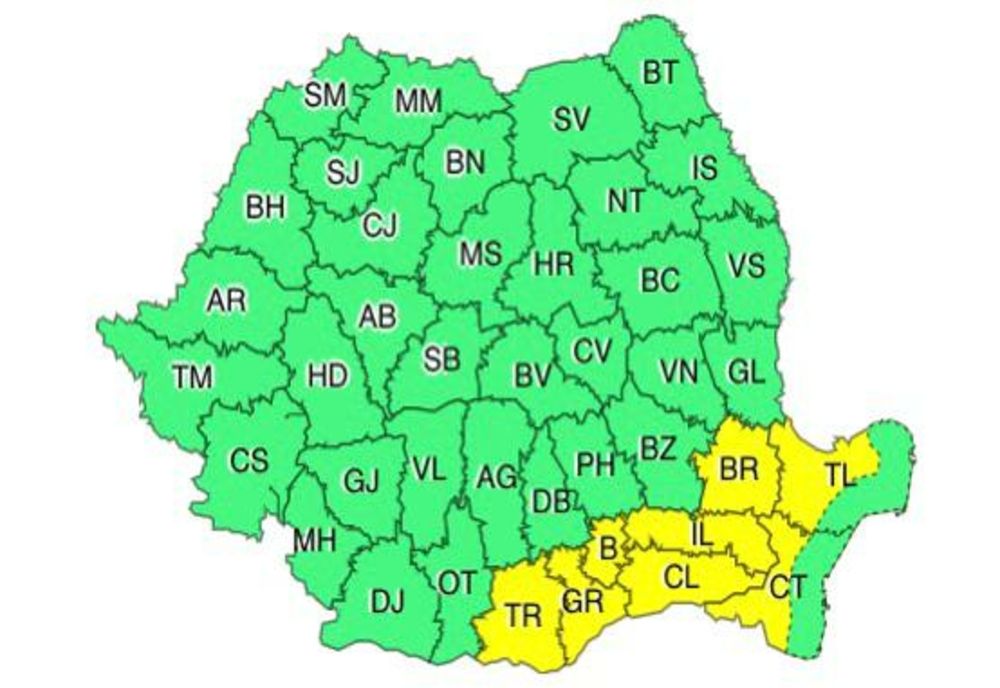 Cod Galben de NINSORI în sudul și estul Munteniei și în cea mai mare parte a Dobrogei