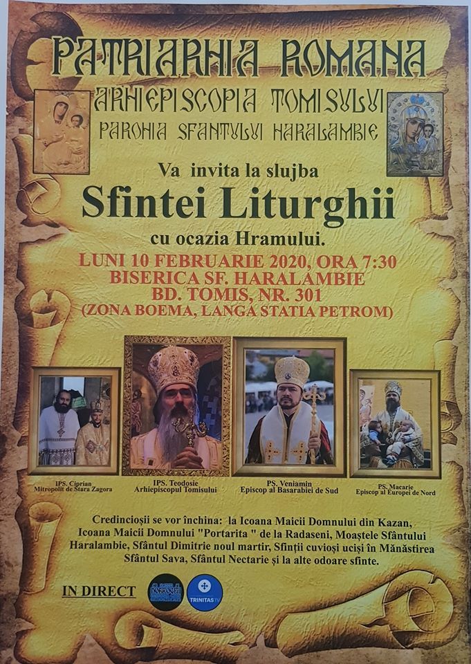 Afis biserica Sf. Haralambie