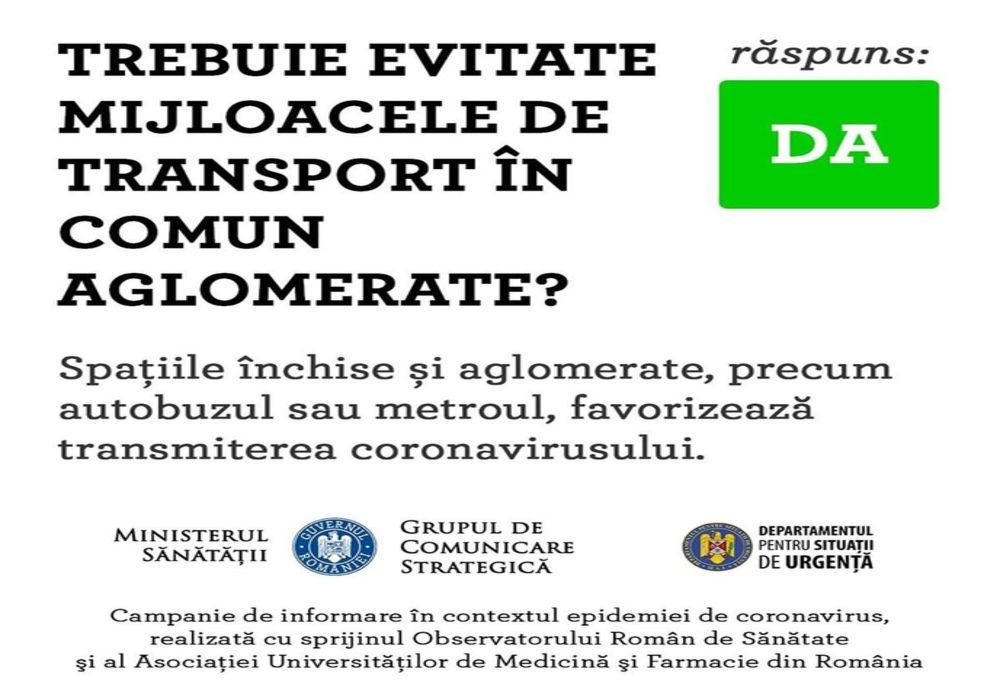 Grupul de Comunicare Strategică: „Evitați mijloacele de transport în comun aglomerate”