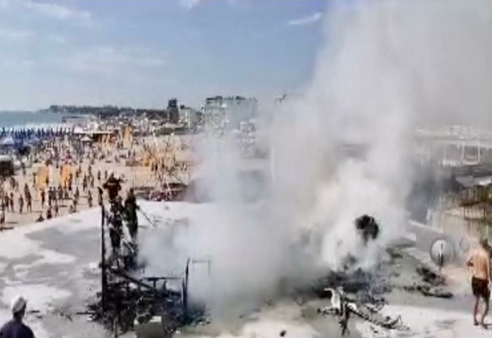 VIDEO Incendiu rulote în Eforie Nord