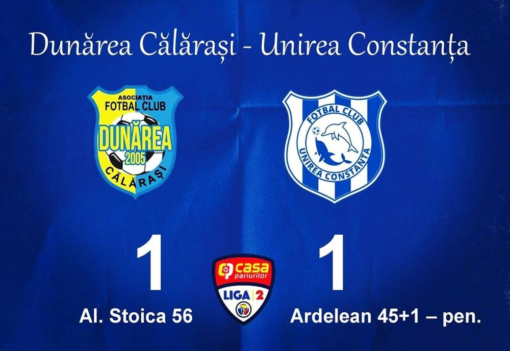 Dunărea Călărași a încheiat la egalitate meciul cu Unirea Constanța