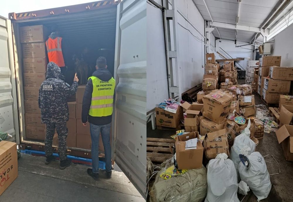 FOTO Sute de mii de  accesorii contrafăcute pentru petreceri, confiscate în Portul Constanța Sud Agigea