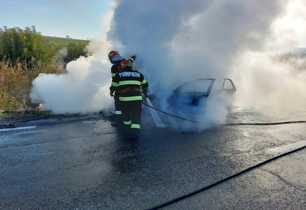 Accident grav. Mașină în flăcări