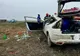 Cascadorie pe șosea, mașină răsturnată